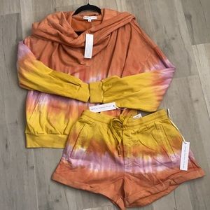 NEW Set of Young Fabulous & Broke Tie Dye Piper Hoodie & Shorts